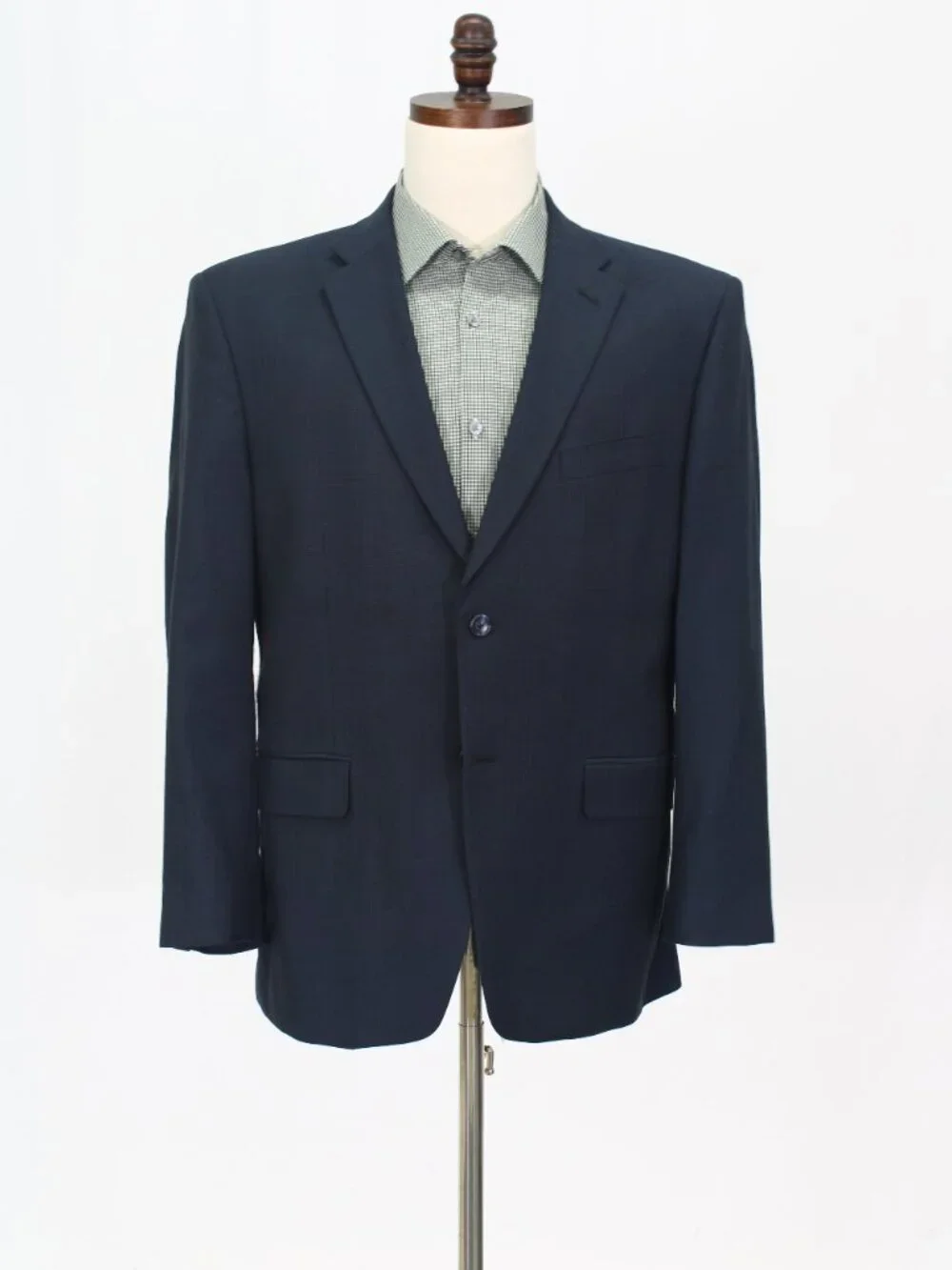 Jones New York 42S 35x28 Navy Full Suit 2-Button Check R962